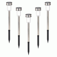 WellHome - Lot de 5 lampes solaires Ø4,6 cm en acier inoxydable - argenté acier WH15262