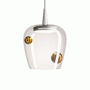 Zafferano Suspension Bilia LED 8W 3000K Blanc Bronze en verre borosilicate soufflé à la bouche diamètre 27 cm design moderne et élégant - multico