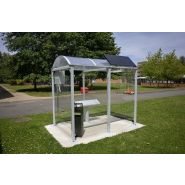 Abri fumeur métallique - 2,8 mètres - Structure en tube carré et toiture en polycarbonate_1