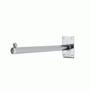 Bras droit chromé pour fixation murale - Longueur 30cm - Tube rond 20mm avec tenon arrêt cintres