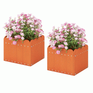 COSTWAY 2 pots résistants avec fentes drainage, bac HDPE rectangulaire, bac surélevé, 32x30x25cm Orange - orange plastique polypropylène SF6337KI-4