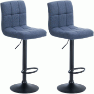 Décoshop26 - Lot de 2 tabourets de bar style contemporain en tissu matelassé bleu cadre métal noir 10_0006174 - bleu métal 3000265424686
