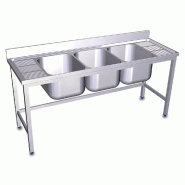 FRICOSMOS Évier avec support, 3 cuves et 2 égouttoirs - inox FRSO01