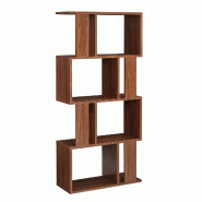 Helloshop26 - Bibliothèque pour salon meuble de rangement stockage avec plusieurs étagères mdf mélaminé 130 cm Noyer 03_0001075 - 3000123199787