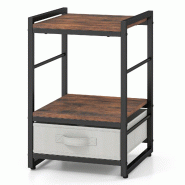 Helloshop26 - Lot de 2 tables d'appoint carrées 40 x 40 x 60,5 cm tiroir en tissu décoratif style industriel ambiance rustique en 20_0013974 - méta