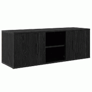 Helloshop26 - Meuble TV moderne rectangulaire avec rangement spacieux 100 x 31,5 x 35 cm en bois d'ingénierie chêne noir 02_0052710 - noir Bois mass