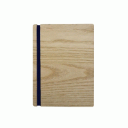 Hungry Club Porte Menu en bois à élastique A5 « Le Demi Tendu » - Frêne - Élastique Marine - Bois massif PM-DT-A5-FR-EMA