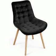 LOT DE 4 CHAISES DE SALON SALLE À MANGER PIED EN BOIS ET VELOURS NOIR 01_0000730 LOT DE 4 CHAISES DE SALON SALLE À MANGER PIED EN BOIS ET VELOURS NOIR 01_0000730