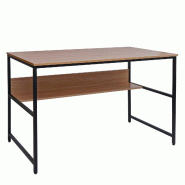 Mendler Bureau HWC-K80, Table de bureau Table d'ordinateur Table de travail Table de rangement, Métal MDF 120x60cm ~ naturel - marron métal 98650