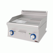 Plaque de cuisson électrique chrome dur – lisse et rainurée – 6 kW – Série 600 – 63 x 65 cm – Réf. AKS-SGS-AEI-660/ND-CR - AKS-SGS-AEI-660/ND-CR