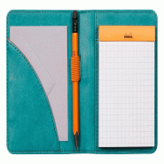 RHODIA 211004C - Livret Porte-Bloc et Porte-Documents N°11 Paon - pour Bloc-Notes ou Carnets de Format A7 (7,4x10,5 cm) - Simili Cuir Italien Premium