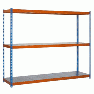 SimonRack Rayonnage industriel, 1500x1500x750 mm, 400 kg au point de flexion, 3 étagères métalliques, Bleu/Orange/Galvanisé- Ecoforte - orange mé