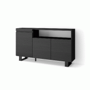 SKRAUT HOME Buffet salon et cuisine, 150x87x35cm, 3 Portes, Design industriel, Noir - noir Bois manufacturé 67_6
