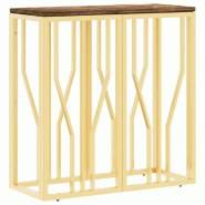 Table console doré acier inoxydable et bois massif récupération Modèle Atlas Chic Plus - 350038