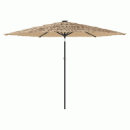 VidaXL Parasol de jardin avec LED et mât en acier marron 288x288x225cm Modèle Boréal Balcon Pro - 4005121