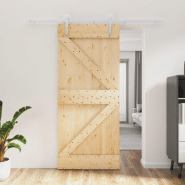 Vidaxl porte coulissante et kit de quincaillerie 90x210 cm pin massif 3203024 Vidaxl porte coulissante et kit de quincaillerie 90x210 cm pin massif 3203024