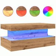 VidaXL Table basse avec lumières LED chêne artisanal 90x50x40 cm Modèle Unique Plus - 857715