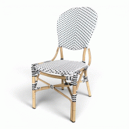 Bistromania POITIERS chaise terrasse aluminium résine tressée noir blanc L46 P60 H95 cm - blanc aluminium EA316