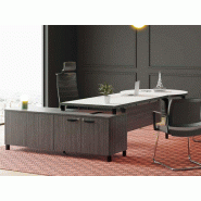 Bureau de direction Elite - Plateau forme arrondi et crédence inclus - Dimensions 225x205 cm Bureau de direction Elite - Plateau forme arrondi et crédence inclus - Dimensions 225x205 cm