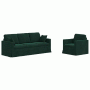 Canapé 2 pcs Vert foncé 198 x 78 x 80 cm Velours Modèle Apex Panorama Select - Matériau naturel 8721364374843