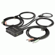 Commutateur KVM HDMI à  2 ports avec cbles incorporés - USB 4K 60Hz