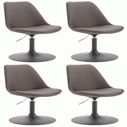 Décoshop26 - Lot de 4 chaises de salle à manger pivotante hauteur réglable en tissu gris foncé et pied trompette en métal noir 10_0008446 - gris
