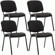 Décoshop26 - Lot de 4 chaises visiteur empilable zone d'attente en tissu noir piètement à 4 pieds en métal noir 10_0003196 - noir 3000251449815 Décoshop26 - Lot de 4 chaises visiteur empilable zone d'attente en tissu noir piètement à 4 pieds en métal noir 10_0003196 - noir 3000251449815