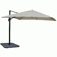Décoshop26 - Parasol déporté 3 x 4 m Ø env. 5 m polyester crème-gris et aluminium/acier inclinable et rotatif 360° avec pied 04_0010684 - beige