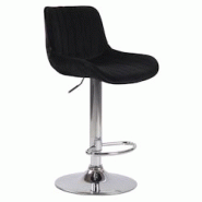 Décoshop26 - Tabouret de bar chaise haute x1 en velours noir coutures verticales support en métal chromé 10_0005108 - noir 3000252465869 Décoshop26 - Tabouret de bar chaise haute x1 en velours noir coutures verticales support en métal chromé 10_0005108 - noir 3000252465869