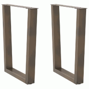 Helloshop26 - Lot de 2 pieds de table à manger en forme de V 70 x 73 cm avec patins réglables style moderne en acier naturel 02_0056933 - acier 3000