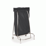 Porte sac à pince mobile 2 roues HACCP inox 201 miroir 110 L