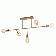 ROSSINI ILLUMINAZIONE Valo Plafonnier Moderne À 5 Lumières E27 Ip20 En Métal Doré Satiné - Design Minimal Pour Un Éclairage Intérieur Diffus -