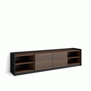 SKRAUT HOME Meuble TV, Banc Télé, 207x50x37 cm, Pour les TV jusqu'à 80", Meubles de salon, Chêne foncé et Noir - marron Bois manufacturé 710_1