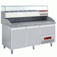 Table à pizza réfrigérée tropicalisé 2 portes 600x400 un tiroir + s... - PTP23/P9_SX160G/PP9