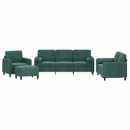 VidaXL Ensemble de canapés 4 pcs avec coussins vert foncé velours Modèle Nova Ronde - 3201966