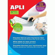 Apli 11000 étiquettes blanches laser rapide, format 48,5 x 25,4 mm (250 feuilles A4 / cdt) - 8410782025160