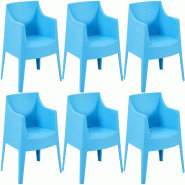 CLP Ensemble de 6 chaises de jardin Bartal Bleu - bleu plastique 327755