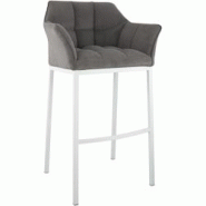 CLP Tabouret de bar Damaso Cord avec piètement à quatre pieds Taupe/Blanc - gris métal 326340 CLP Tabouret de bar Damaso Cord avec piètement à quatre pieds Taupe/Blanc - gris métal 326340