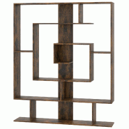 COSTWAY Étagère 7 niveaux, géométrique avec 2 sets anti-bascule, organiseur d'exposition, Marron - marron Bois manufacturé VH34785OR