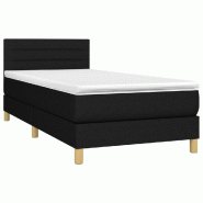Décoshop26 - Cadre de lit LED avec sommier tête de lit matelas 80x200cm tissu noir TDL0209121 - noir 3001674247767