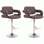 Décoshop26 - Lot de 2 tabourets de bar capitonné en tissu marron accoudoirs repose-pieds design moderne TDB10486 - marron 3000448869600