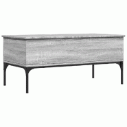 Décoshop26 - Table basse avec 2 compartiments cachés 100 x 50 x 45 cm bois d'ingénierie gris et métal DEC039953 - gris métal 3000264678646