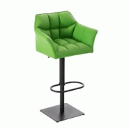 Décoshop26 - Tabouret de bar chaise haute de comptoir couture carrées assise en PVC vert cadre en métal noir 10_0004676 - noir 3000252229263 Décoshop26 - Tabouret de bar chaise haute de comptoir couture carrées assise en PVC vert cadre en métal noir 10_0004676 - noir 3000252229263