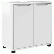 Helloshop26 - Armoire de lavabo moderne salle de bain ajustable 60 x 30 x 60 cm grande capacité en bois d'ingénierie blanc brillant 02_0054575 - bla