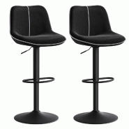 Helloshop26 - Lot de 2 tabourets de bar pivotants réglables en hauteur dossier ergonomique velours base métallique modernes pour 12_0006263 - 300022