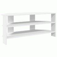 Helloshop26 - Meuble TV d'angle moderne avec rangement pratique 102 x 40 x 45 cm en bois d'ingénierie blanc 02_0054671 - blanc Bois massif 3000238608