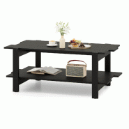 Helloshop26 - Table basse rectangulaire 115 x 59 x 46 cm solution de rangement 2 niveaux style moderne en bois noir 20_0013814 - 3000227946942