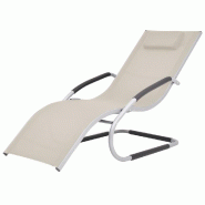 Helloshop26 - Transat chaise longue bain de soleil lit de jardin terrasse meuble d'extérieur avec oreiller aluminium et textilène 02_0012552 - alumi
