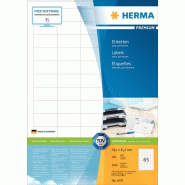 HERMA 6500 étiquettes blanches Premium, format 38,1 x 21,2 mm (100 feuilles A4 / cdt) - 4270