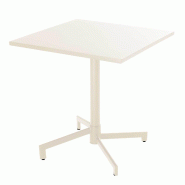 Oviala Business Table de terrasse carrée bistrot avec plateau rabattable ivoire - blanc acier 114470 Oviala Business Table de terrasse carrée bistrot avec plateau rabattable ivoire - blanc acier 114470